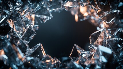 Shattered Glass Frame with Glowing Edges