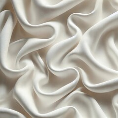 Fototapeta premium A luxurious, creamy white silk fabric with soft folds and smooth texture. The elegant drape of the material creates a sophisticated look, perfect for backgrounds, textiles, or design projects.
