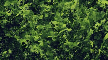 Dark abstract art background with broken squares and glowing green lines geometric futuristic circuit board, digital art with glowing moss green color