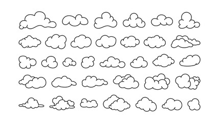 clouds simple cute cartoon outline