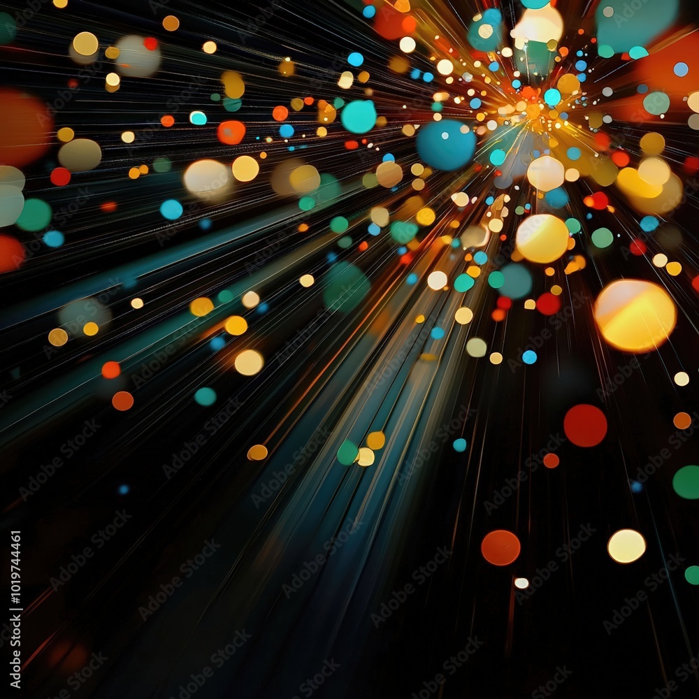 Poster a vibrant and colorful abstract image featuring a burst of light and energy, perfect for backgrounds
