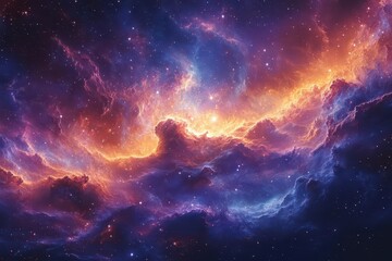 Fototapeta premium stunning nebula wallpaper showcasing swirling stardust in rich blue purple and magenta hues evoking a sense of wonder and the vastness of the galaxy
