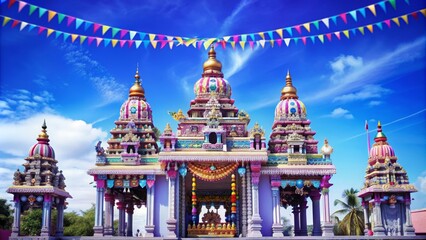 Colorful festival celebration in Indian temple , vibrant, traditional, culture, celebration, temple, decoration, spiritual