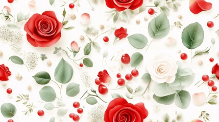 Elegant Watercolor Roses in a Seamless Pattern Design