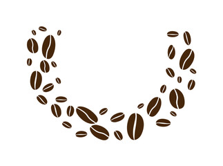 Coffee beans isolated on white background. Wave of Coffee bean background. Vector illustration