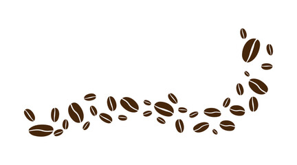 Coffee beans isolated on white background. Wave of Coffee bean background. Vector illustration