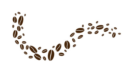 Coffee beans isolated on white background. Wave of Coffee bean background. Vector illustration