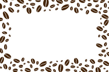 Frame of Coffee beans. Coffee beans isolated on white background. Border Coffee beans. Vector illustration