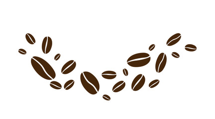 Coffee beans isolated on white background. Wave of Coffee bean background. Vector illustration