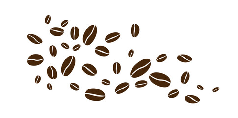 Coffee beans isolated on white background. Wave of Coffee bean background. Vector illustration