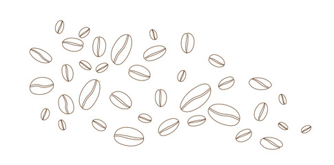 Coffee beans isolated on white background. Wave of Coffee bean background. Vector illustration