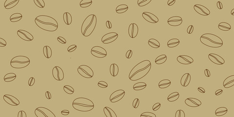 Coffee beans pattern background. Coffee beans wallpaper. Vector illustration