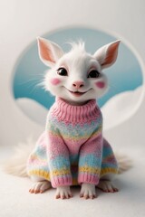 Fototapeta premium A Fun and Whimsical Creature Wearing a Knit Sweater.