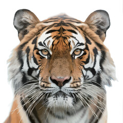 Portrait of a tiger on a white background. Close-up. 