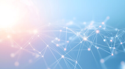 Abstract technology background with network connection lines and dots on blue sky, white background Generative AI