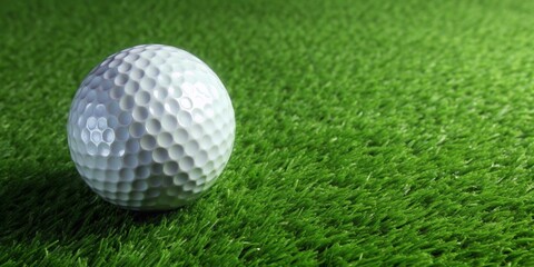 Obraz premium Golf ball sitting on a smooth green grass surface , golfing, recreation, sports, leisure, outdoors, putting
