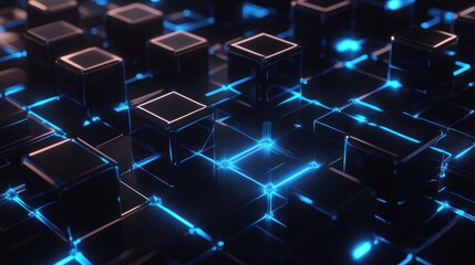 Obraz premium Abstract Neon Cubes