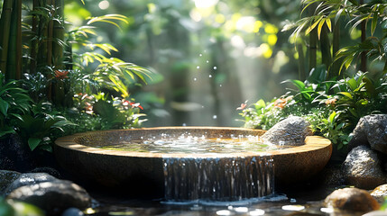 Tranquil Jungle Waterfall 3D Illustration