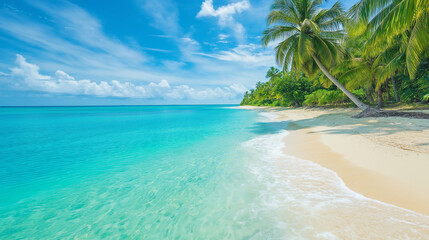 Tropical Beach with Palm Trees and Turquoise Water