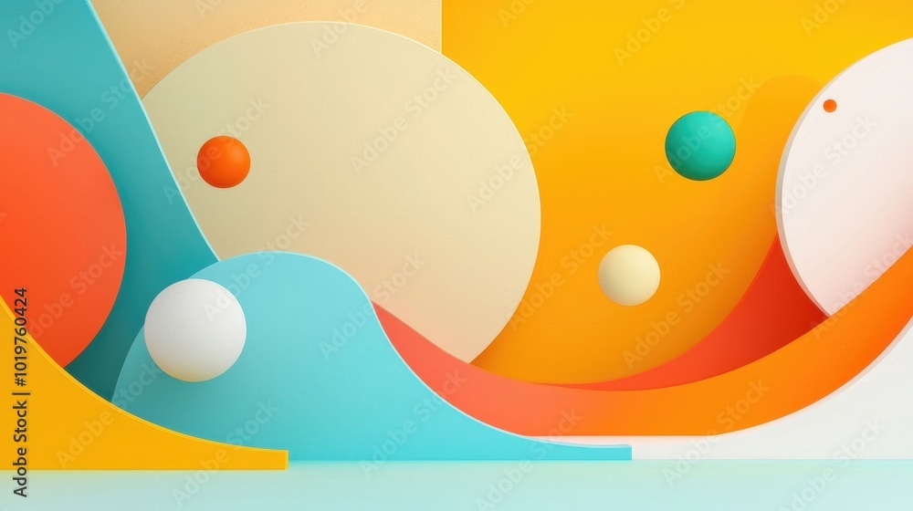 Poster vibrant abstract background featuring colorful geometric shapes and smooth curves. perfect for moder