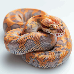 Obraz premium Reticulated Python (Python reticulatus) on white background 