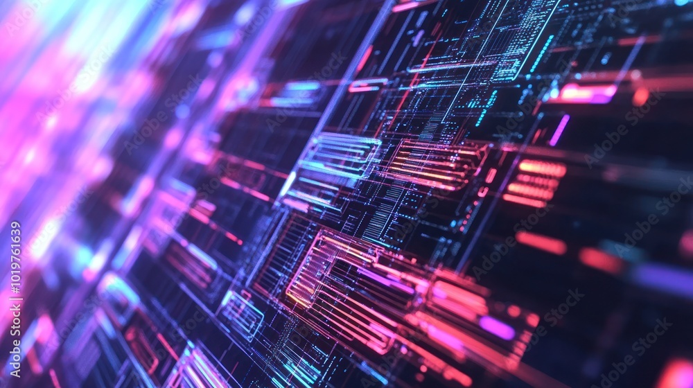 Poster abstract digital interface with glowing lines