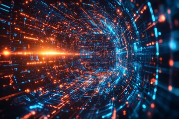 Obraz premium Digital Technology background of data and network