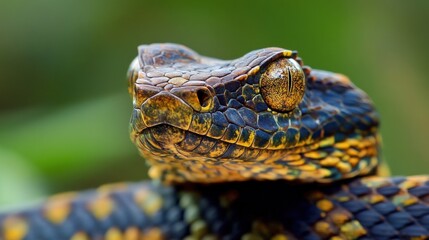 Naklejka premium Close-Up Portrait of a Yellow and Black Snake