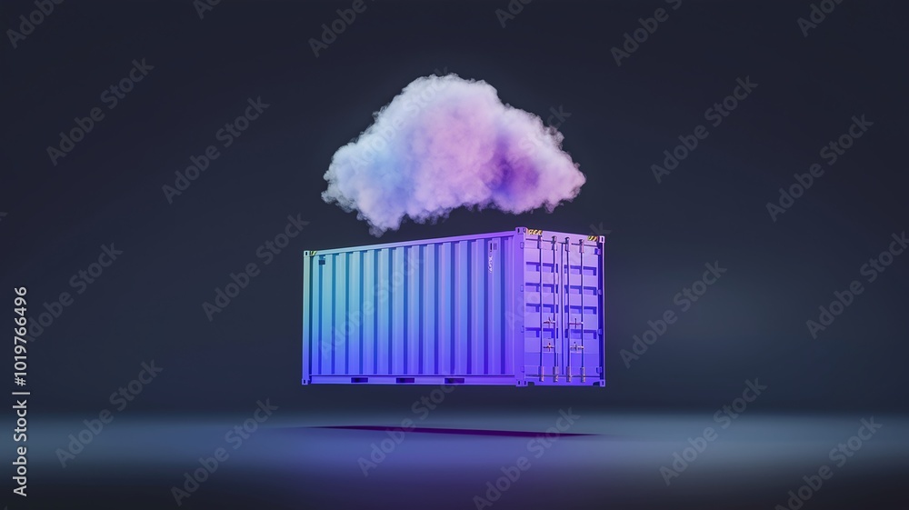 Poster floating container with blue and violet gradient background