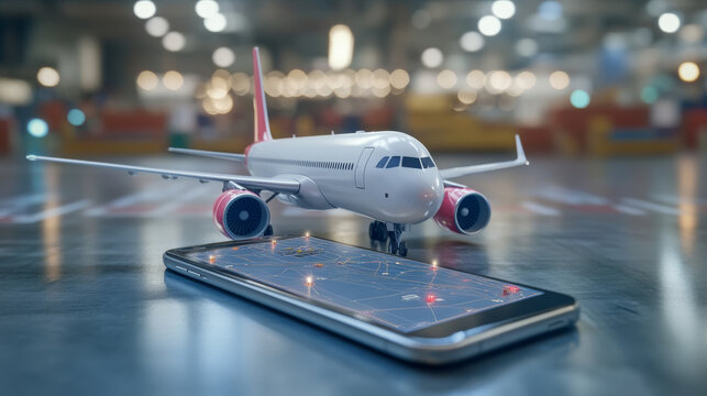 Real-time air freight tracking app on a smartphone, showing the exact location of shipments, ETA updates, and secure notifications