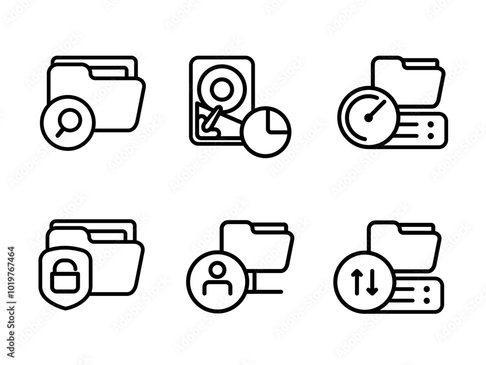 Aufkleber file manager folder access management storage solution backup server locked icon set collection outl