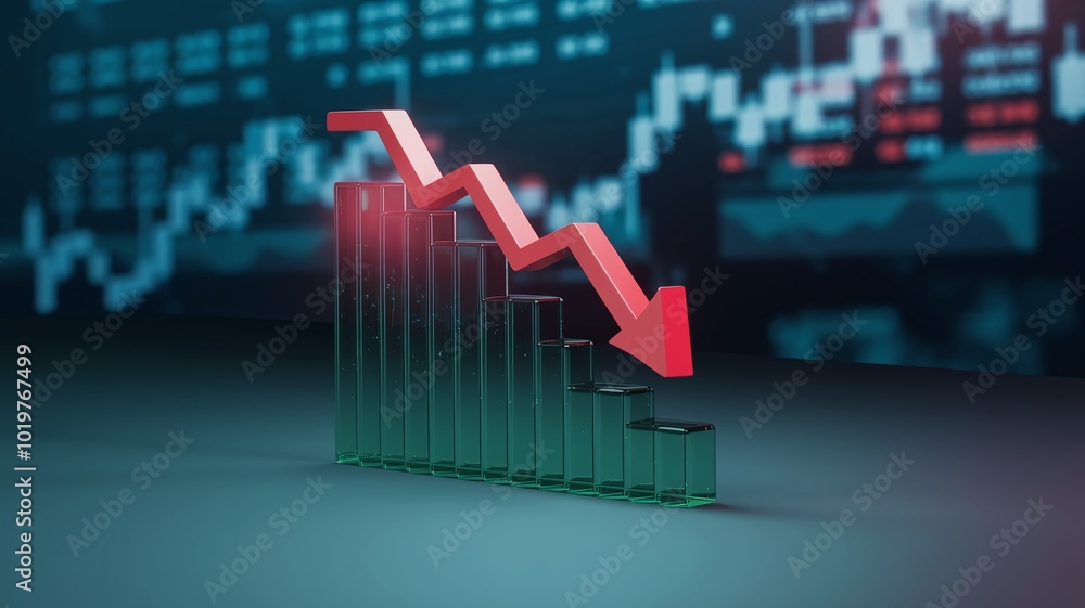 Poster glassmorphism growth bar chart in 3d rendering