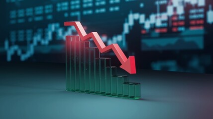 Glassmorphism Growth Bar Chart in 3D Rendering