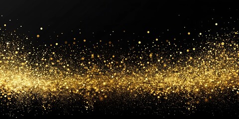 Black background with golden dust particles reflected