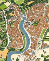 Obraz premium Detailed Map of York with Landmarks and Streets, Perfect for Travel Guides, Educational Purposes, and Historical Reference in a Vibrant City Context