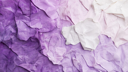 Fototapeta premium Crumpled paper texture on a purple and white background. AI generation