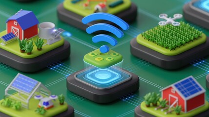Isometric 3D Smart Farm Icon Design