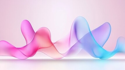 Abstract pink and blue wavy lines on a white background.
