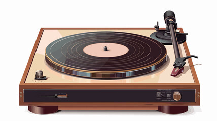 Fototapeta premium Vintage turntable isolated on white background. Vector illustration