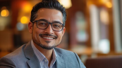 Fototapeta premium Latino Professionals Leverage AI for Personal Career Development It provides a tailored growth path and mentoring.