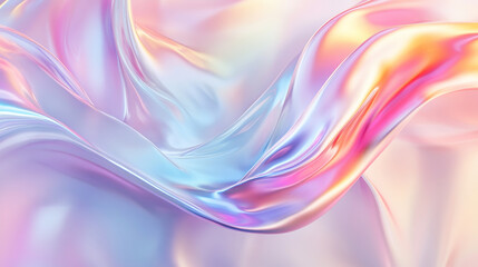 Fototapeta premium An iridescent fluid abstract image with vibrant colors in a smooth, flowing style on a soft gradient background. Concept of modern art