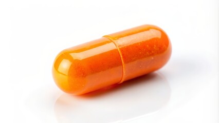 Vibrant orange pill isolated on white background , pharmaceutical, medication, health, healthcare, medicine, vitamin