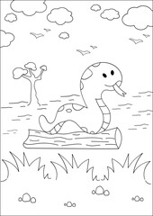 A cute snake funny coloring book provide hours of coloring fun for children. To color, Suitable for little kids and toddlers 