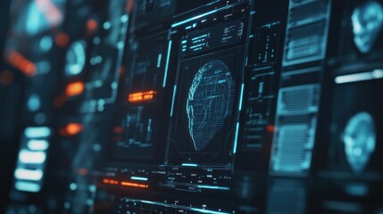 Obraz premium Futuristic Interface with a Global Network