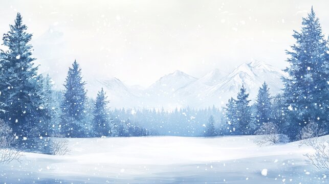 Serene panoramic winter landscape with snow-covered fields and clear blue sky, perfect for seasonal backgrounds and copy space