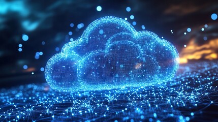 Obraz premium Code, internet and big data connection for cloud storage