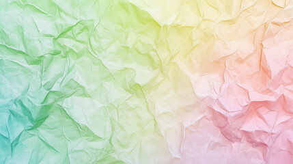 Fototapeta premium Crumpled paper texture on a green and pink background. AI generation