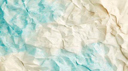 Obraz premium Crumpled paper texture on a blue and yellow background. AI generation