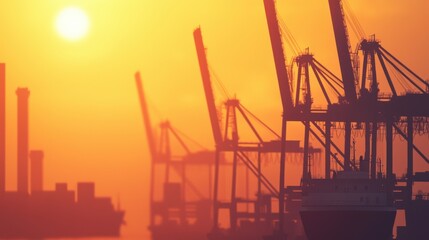 Obraz premium Loading containers onto cargo ship with large crane 