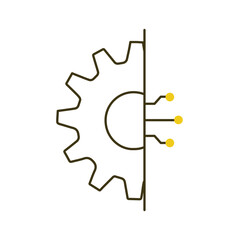AI Gear System for Process Control Automation Vector Icon Design, automated technology, process Gear